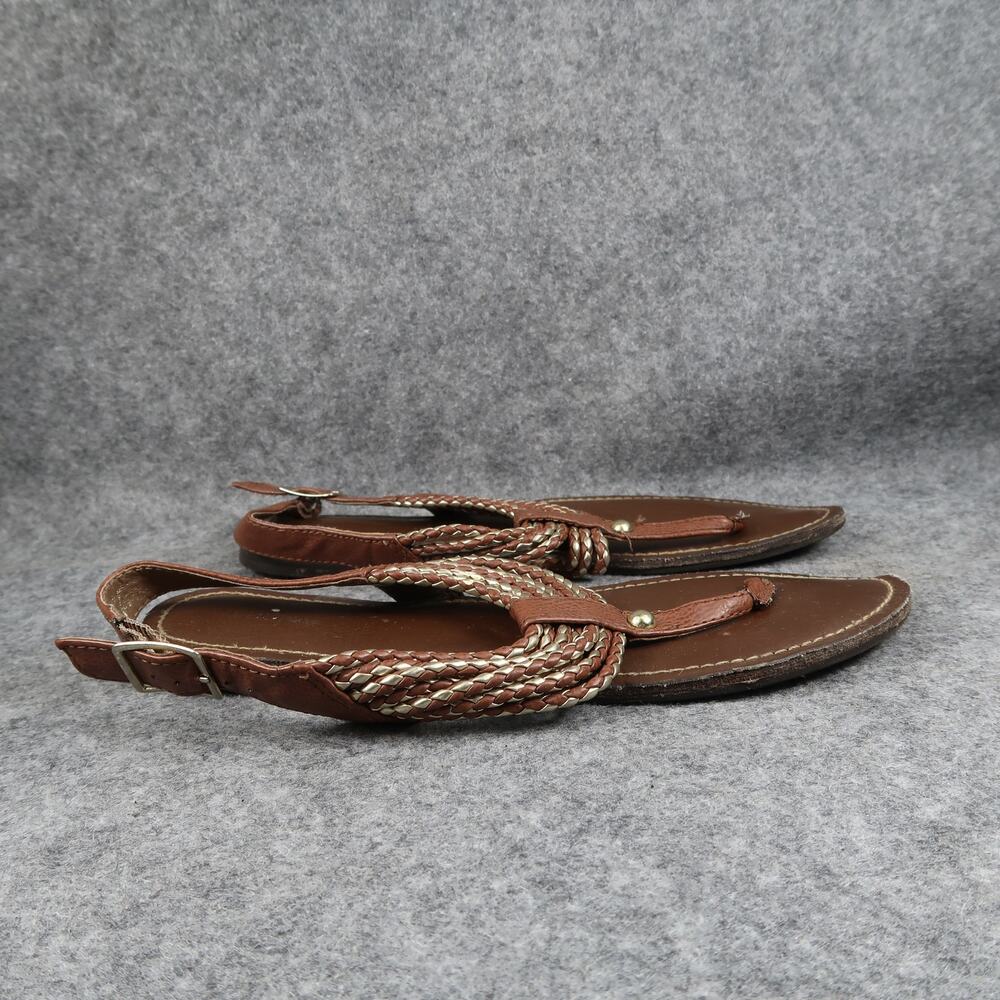 Merona Shoes Womens 8.5 Sandals Fashion Flats Slingback Buckle Strap Brown
